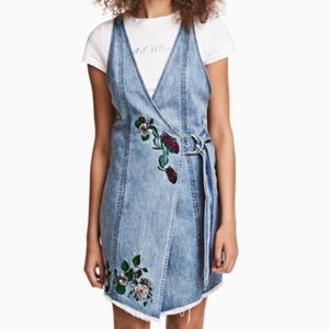 H&M Coachella Denim Wrap Dress with Embroidery